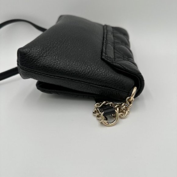 kate spade Black Leather Crossbody, Quilted Flap w/ Turn Lock Closure - Picture 4 of 7